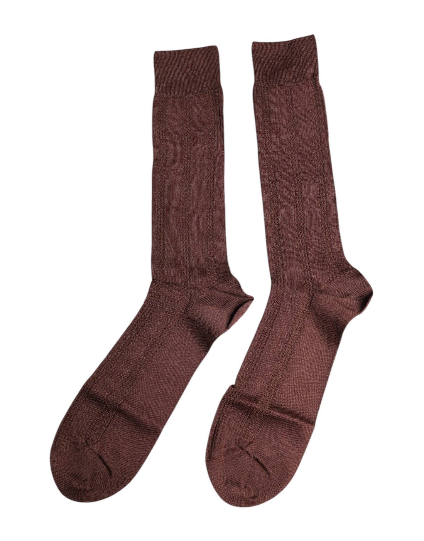 Brown Stretch Logo Print Mid Calf Socks-Dolce & Gabbana-LabelTerrace.com