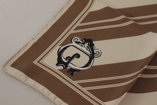 Brown Stripes DG Logo Square Mens Handkerchief Scarf-Dolce & Gabbana-LabelTerrace.com