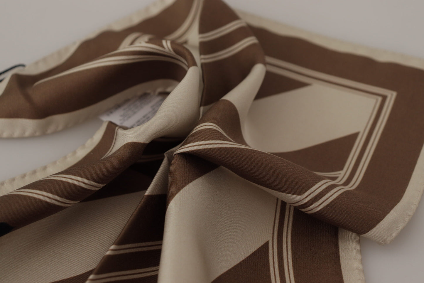 Brown Stripes DG Logo Square Mens Handkerchief Scarf-Dolce & Gabbana-LabelTerrace.com