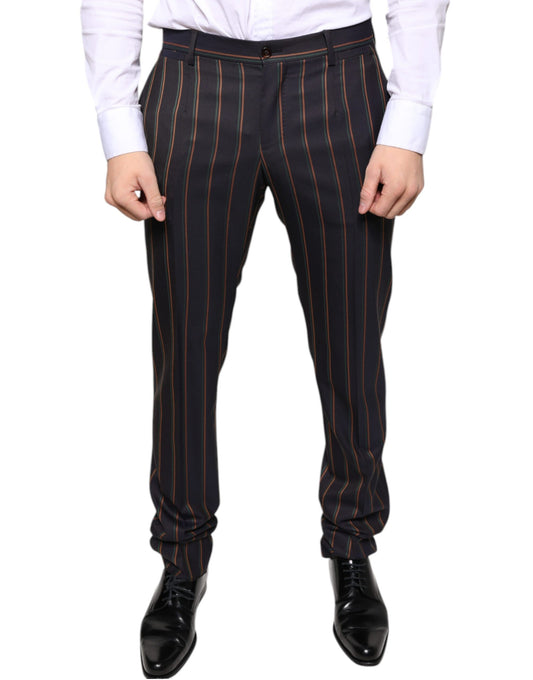 Brown Stripes Skinny Men Dress Pants-Dolce & Gabbana-LabelTerrace.com