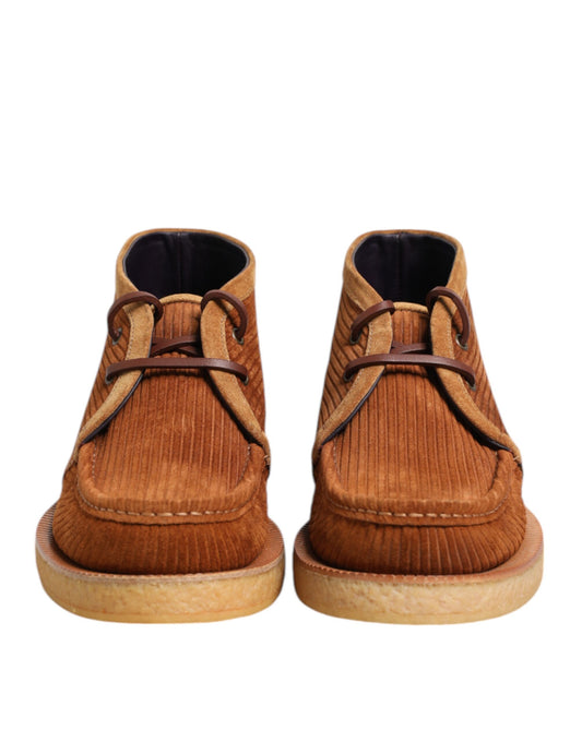 Brown Suede Nubuck Leather Desert Ankle Boots Shoes-Dolce & Gabbana-LabelTerrace.com