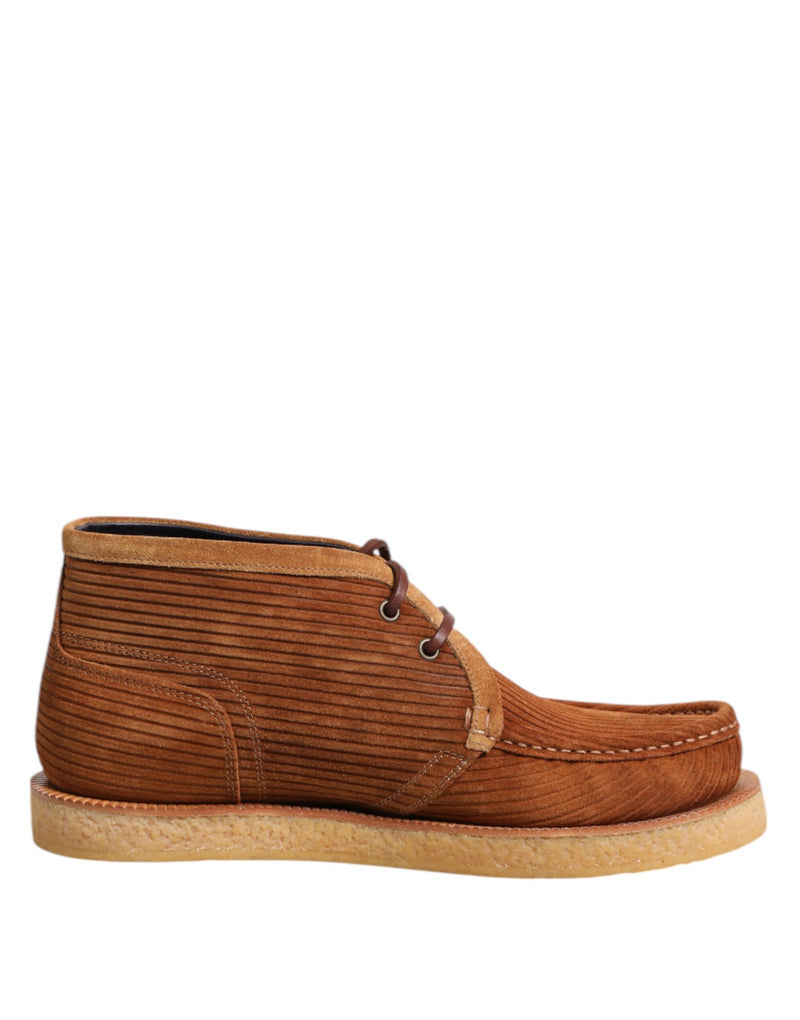 Brown Suede Nubuck Leather Desert Ankle Boots Shoes-Dolce & Gabbana-LabelTerrace.com