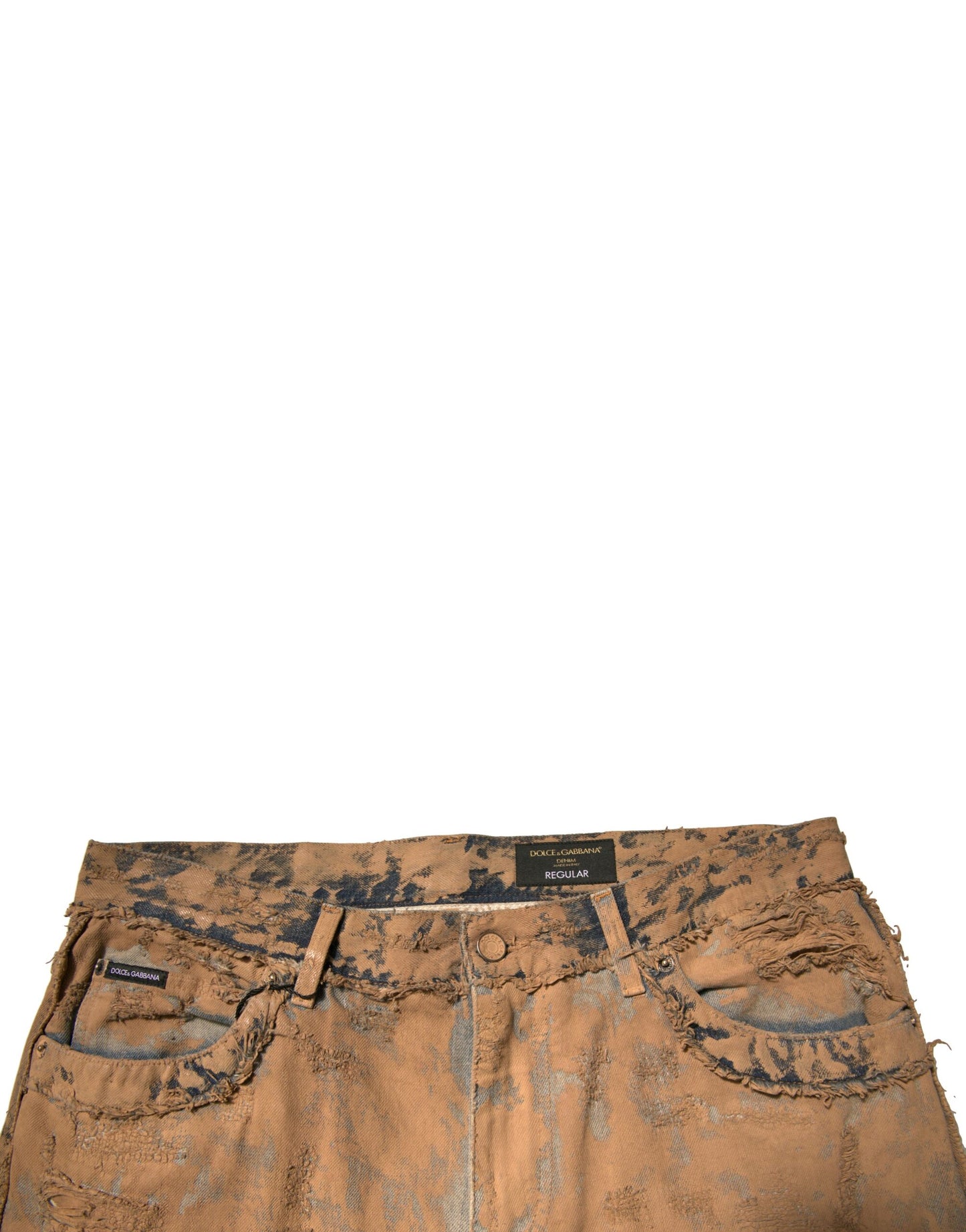 Brown Tattered Cotton Skinny Denim Jeans-Dolce & Gabbana-LabelTerrace.com