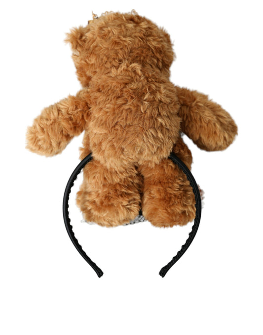 Brown Teddy Bear Gold Crystal Crown Hair Band Diadem-Dolce & Gabbana-LabelTerrace.com
