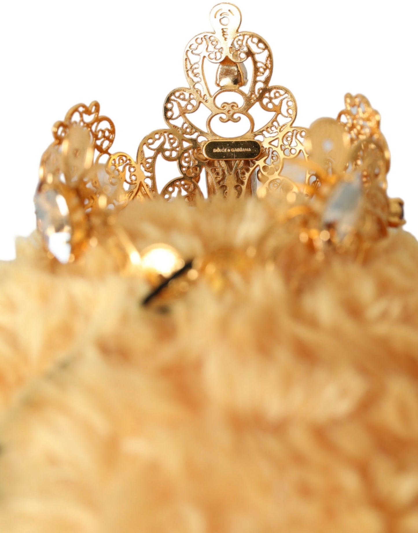 Brown Teddy Bear Gold Crystal Crown Hair Band Diadem-Dolce & Gabbana-LabelTerrace.com