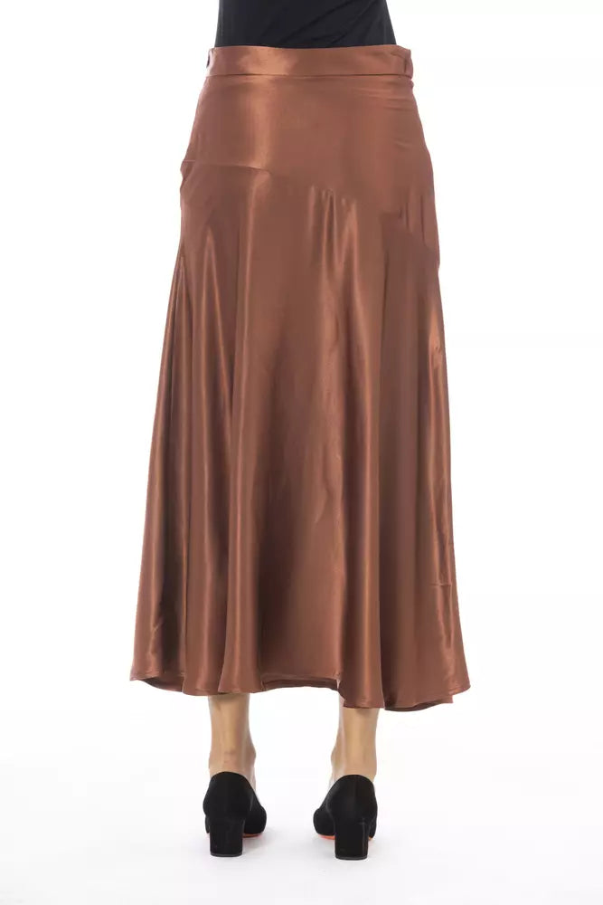 Brown Viscose Women Skirt-Alpha Studio-LabelTerrace.com