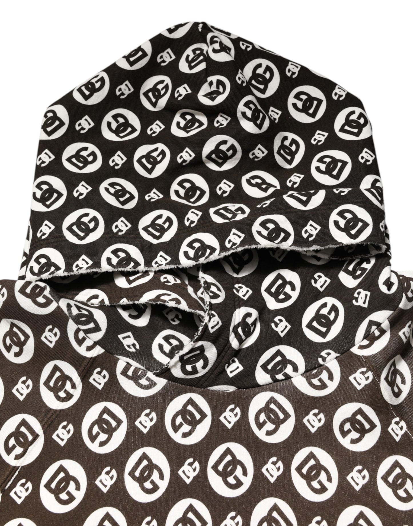 Brown White DG Logo Short Hoodie Sweater-Dolce & Gabbana-LabelTerrace.com