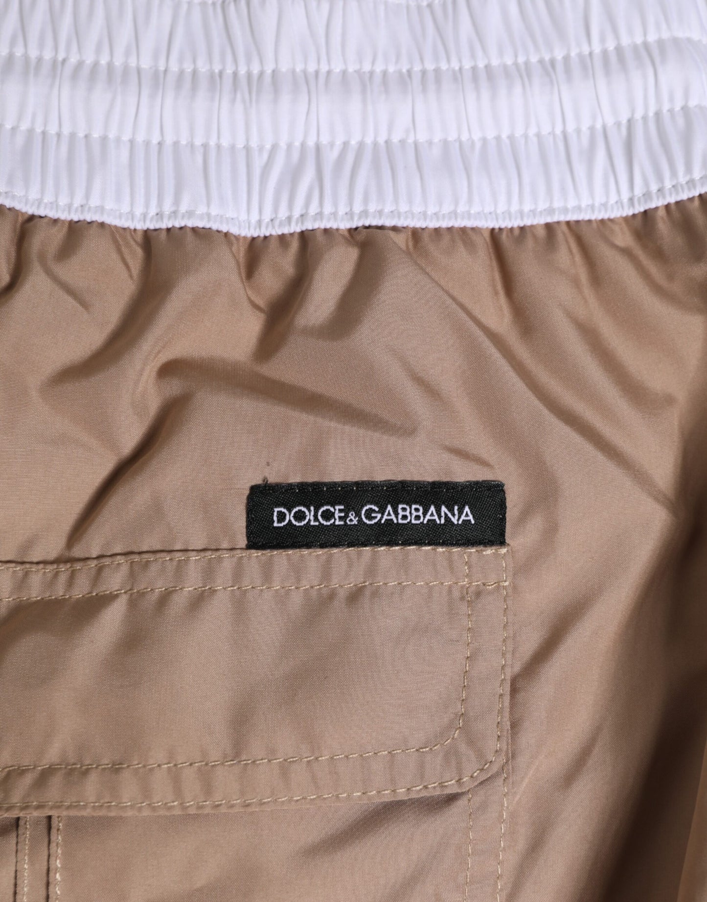 Brown White Polyester Re-Edition Shorts Swimwear-Dolce & Gabbana-LabelTerrace.com