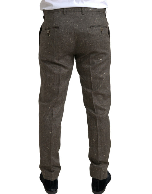 Brown Wool Dress Skinny Men Trouser Pants-Dolce & Gabbana-LabelTerrace.com