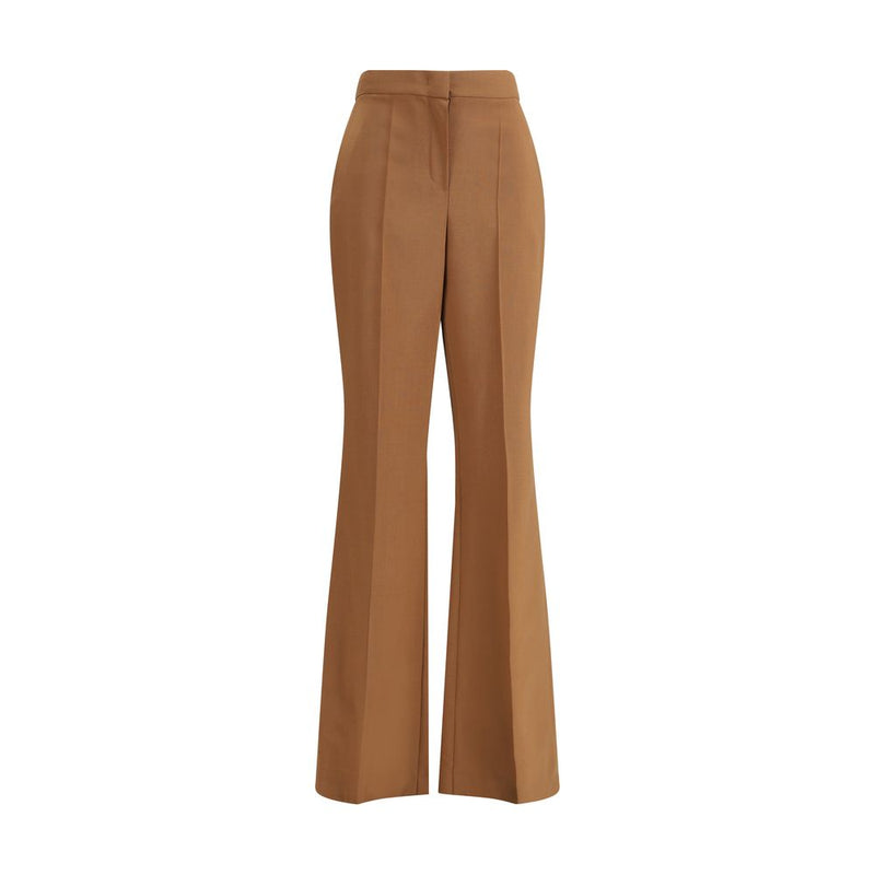 Brown Wool Flared Pants