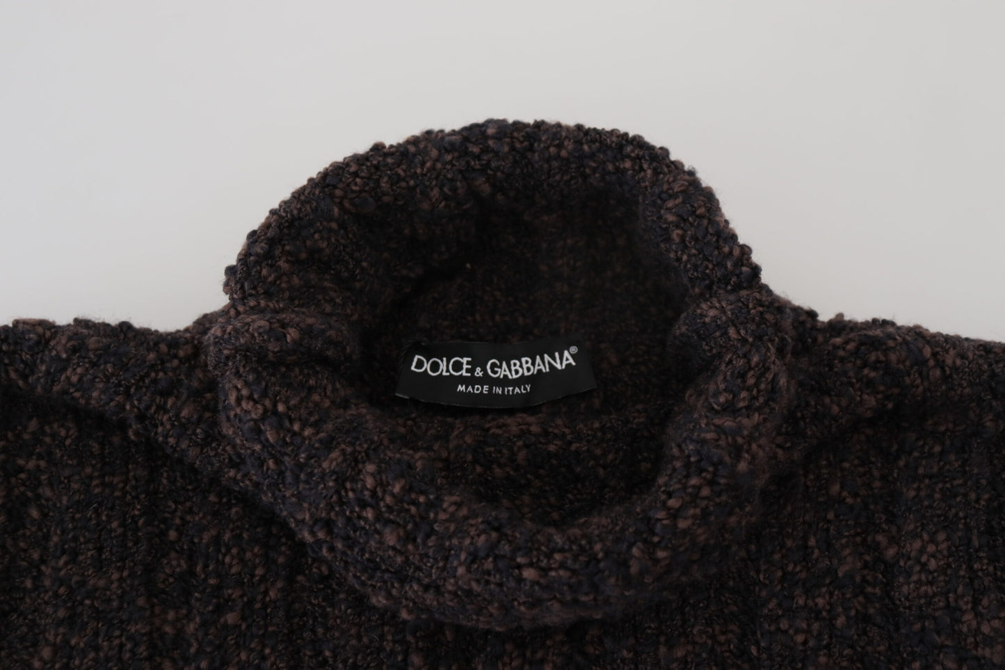 Brown Wool Knit Turtleneck Pullover Sweater-Dolce & Gabbana-LabelTerrace.com