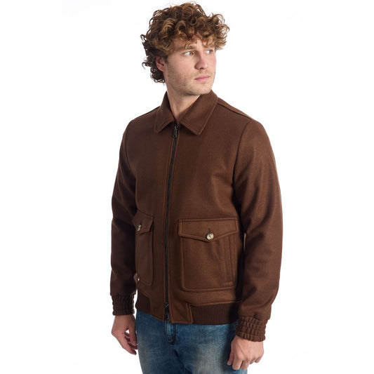 Brown Wool Men Jacket-Roberto Pepe Luxury-LabelTerrace.com