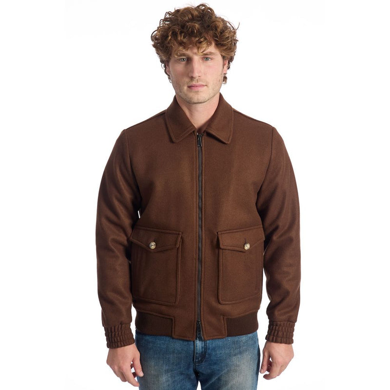 Brown Wool Men Jacket-Roberto Pepe Luxury-LabelTerrace.com