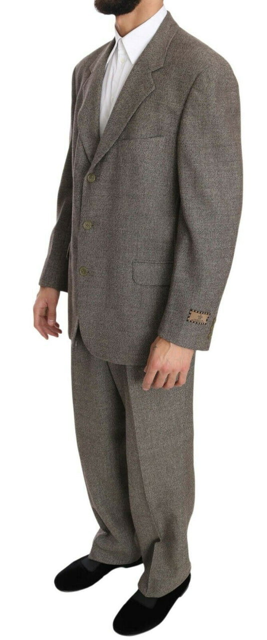 Brown Wool Regular Single Breasted Suit-Fendi-LabelTerrace.com