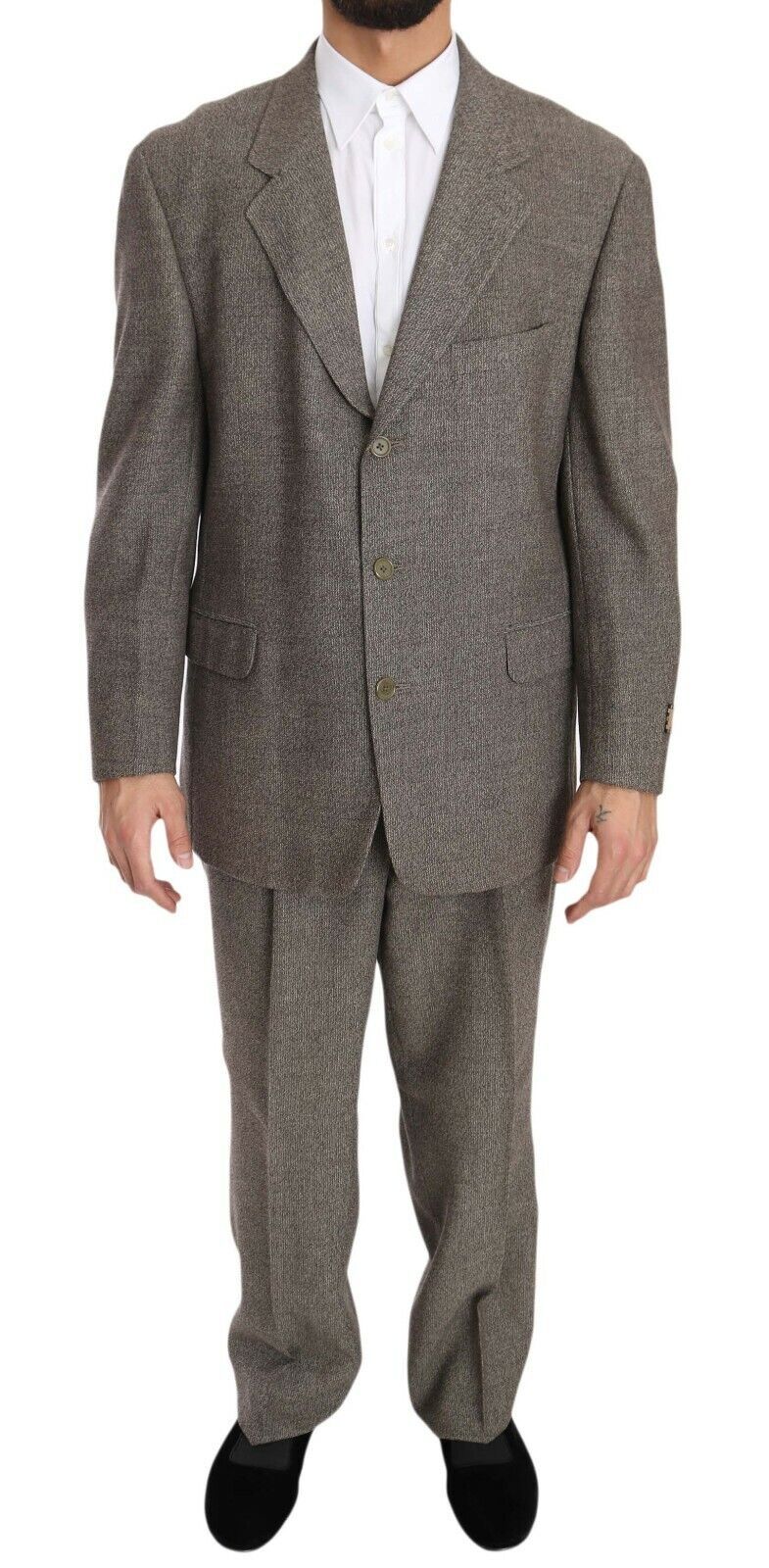 Brown Wool Regular Single Breasted Suit-Fendi-LabelTerrace.com