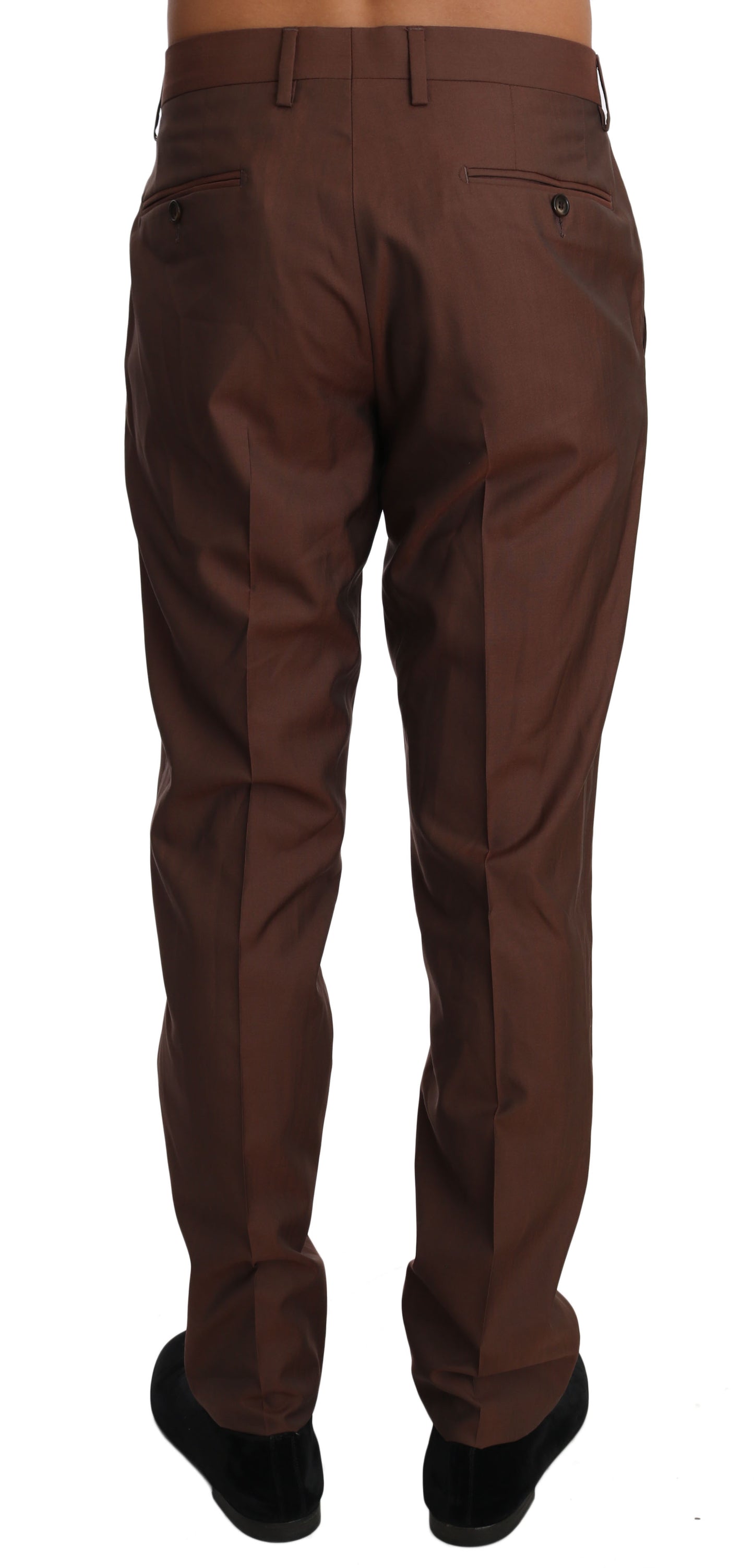 Brown Wool Silk Formal Trousers Pants-Dolce & Gabbana-LabelTerrace.com