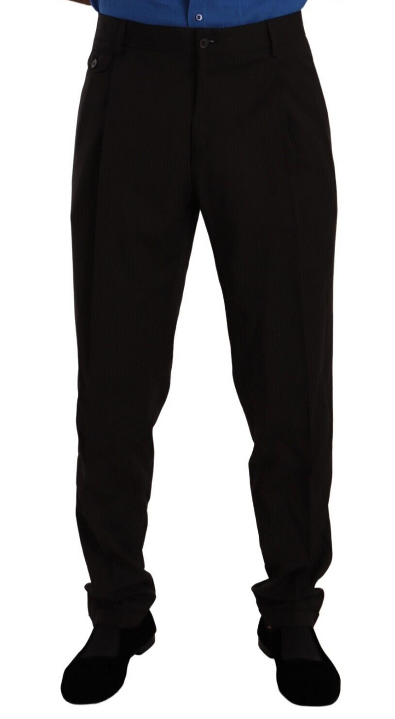 Brown Wool Skinny Formal Dress Pants-Dolce & Gabbana-LabelTerrace.com