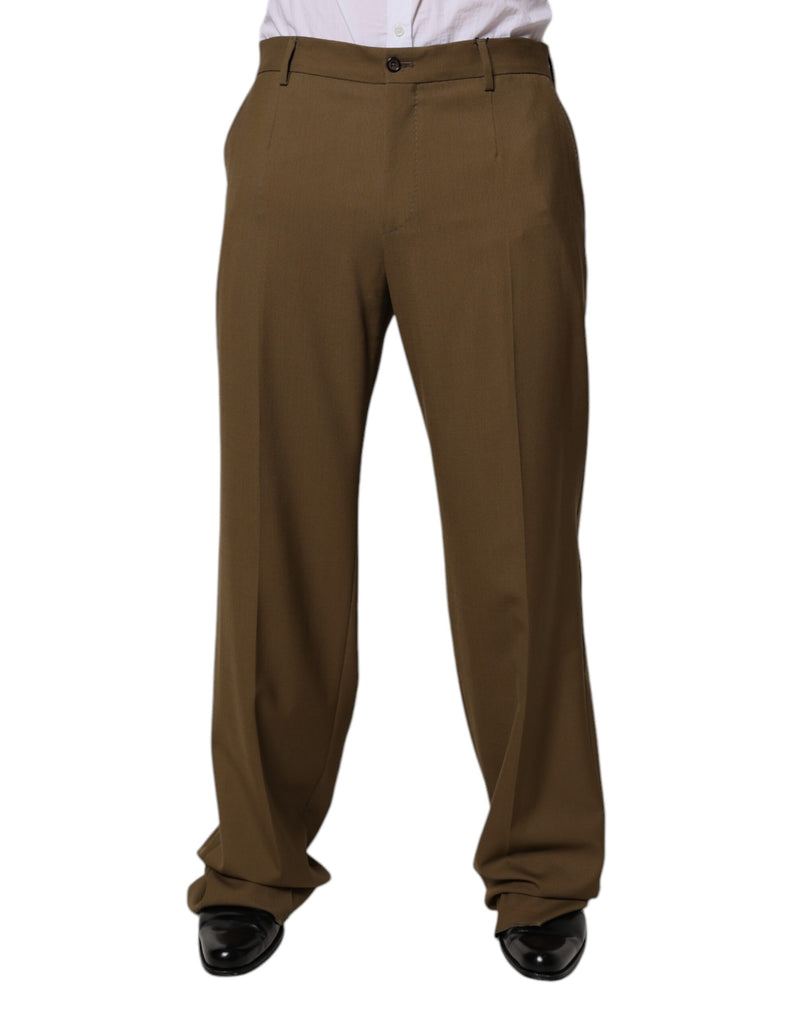 Brown Wool Straight Formal Dress Pants-Dolce & Gabbana-LabelTerrace.com