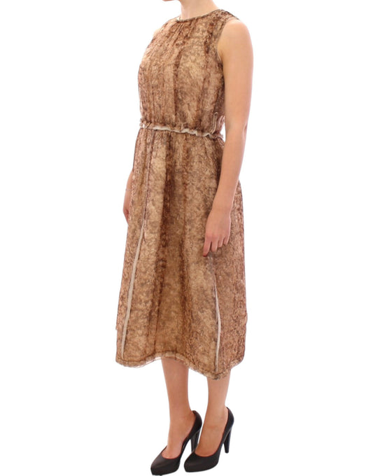 Brown sleeveless silk dress-Dolce & Gabbana-LabelTerrace.com