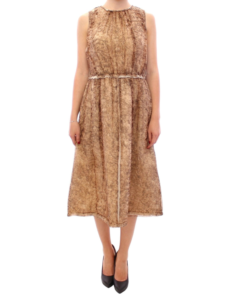 Brown sleeveless silk dress-Dolce & Gabbana-LabelTerrace.com