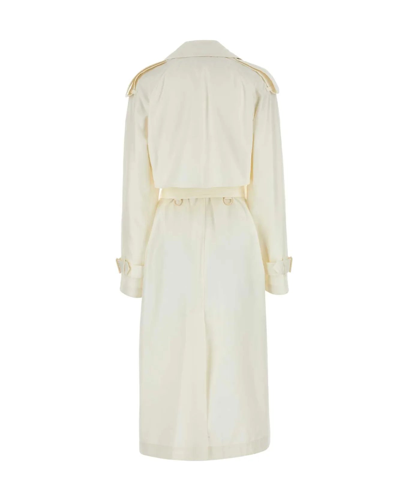 Burberry Double-Breasted Silk Trench Coat – Light Grey