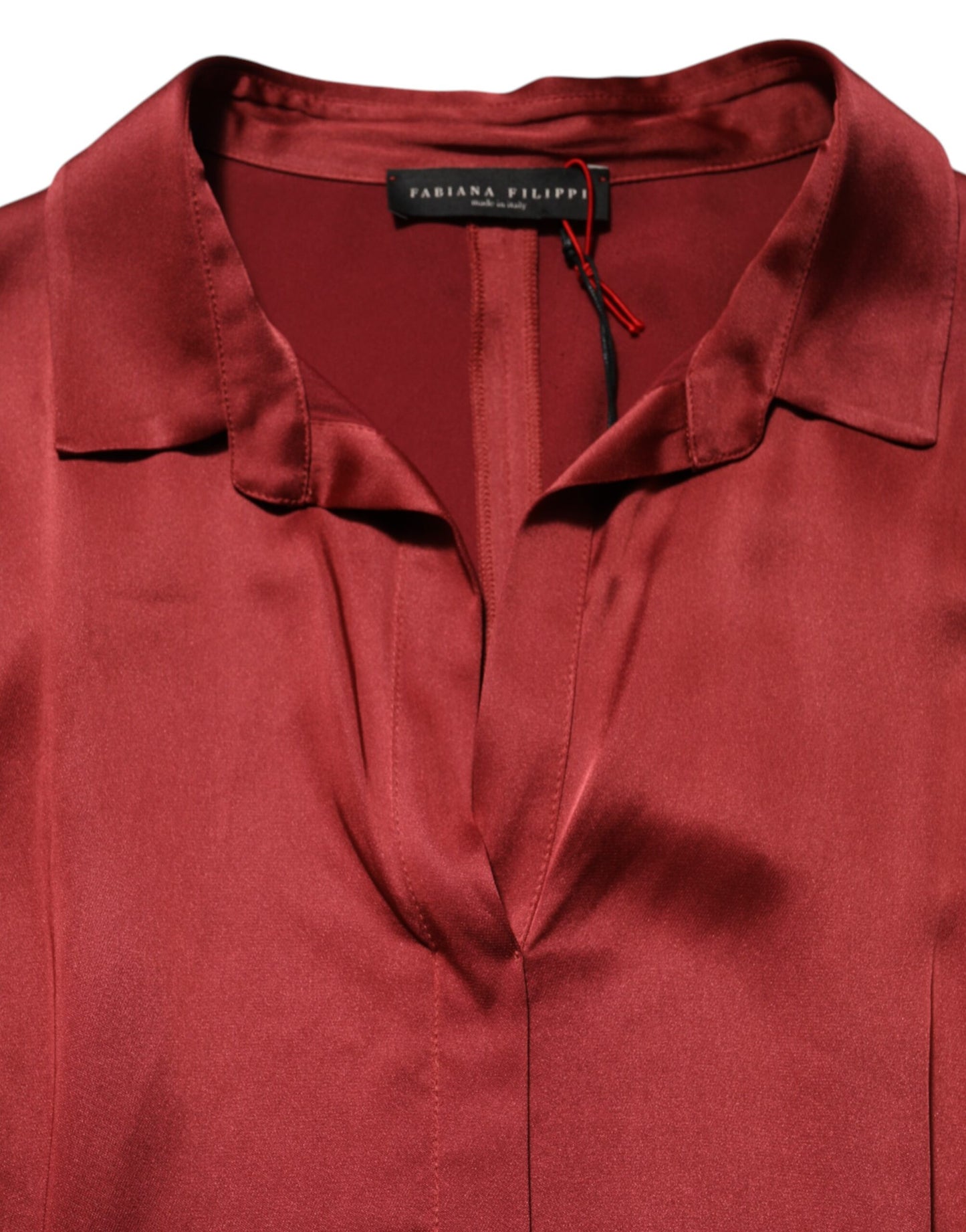 Burgundy Acetate Viscose Satin Long Dress-Fabiana Filippi-LabelTerrace.com