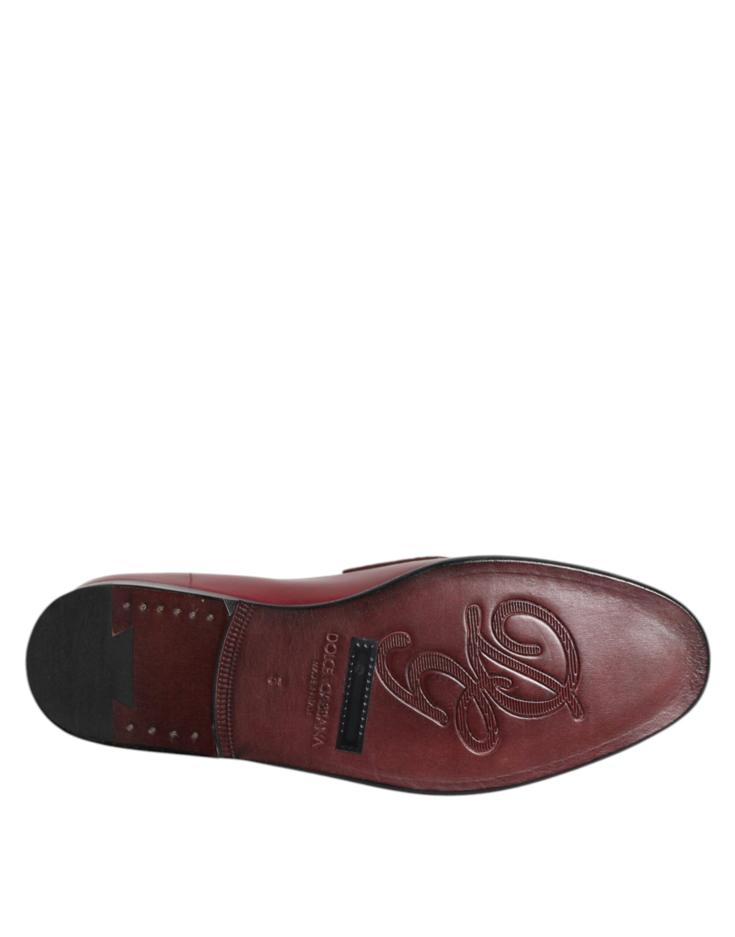 Burgundy Leather Formal Slip On Shoes-Dolce & Gabbana-LabelTerrace.com