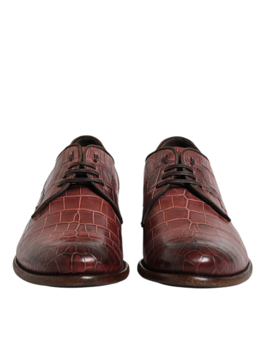 Burgundy Leather Lace Up Derby Dress Shoes-Dolce & Gabbana-LabelTerrace.com