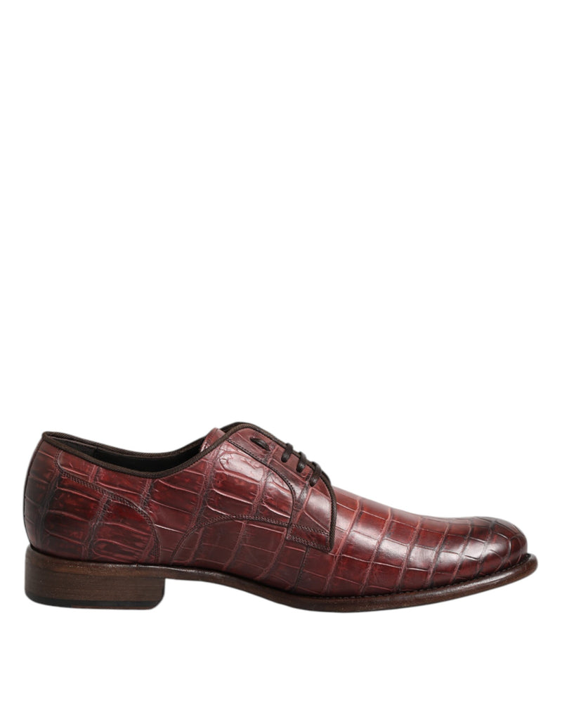 Burgundy Leather Lace Up Derby Dress Shoes-Dolce & Gabbana-LabelTerrace.com