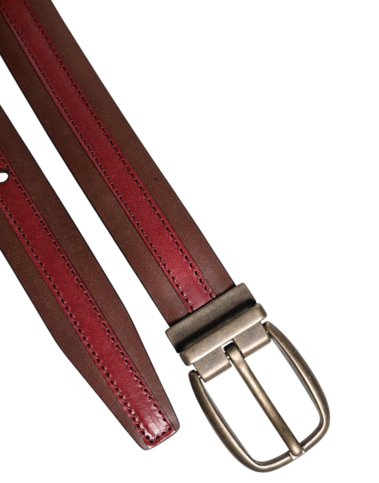 Burgundy Leather Metal Logo Buckle Belt-Dolce & Gabbana-LabelTerrace.com