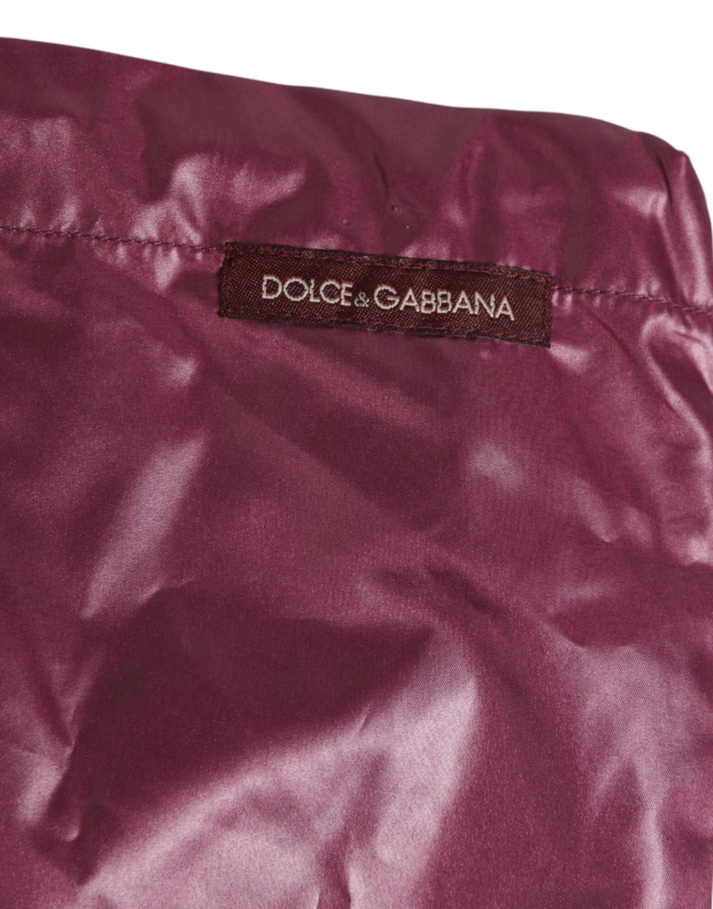 Burgundy Polyester Logo Embossed Crest Swimwear-Dolce & Gabbana-LabelTerrace.com
