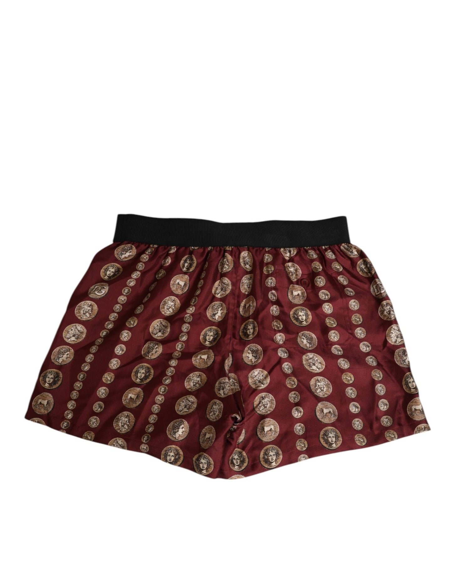 Burgundy Silk Coin Print Men Boxer Short Swimwear-Dolce & Gabbana-LabelTerrace.com