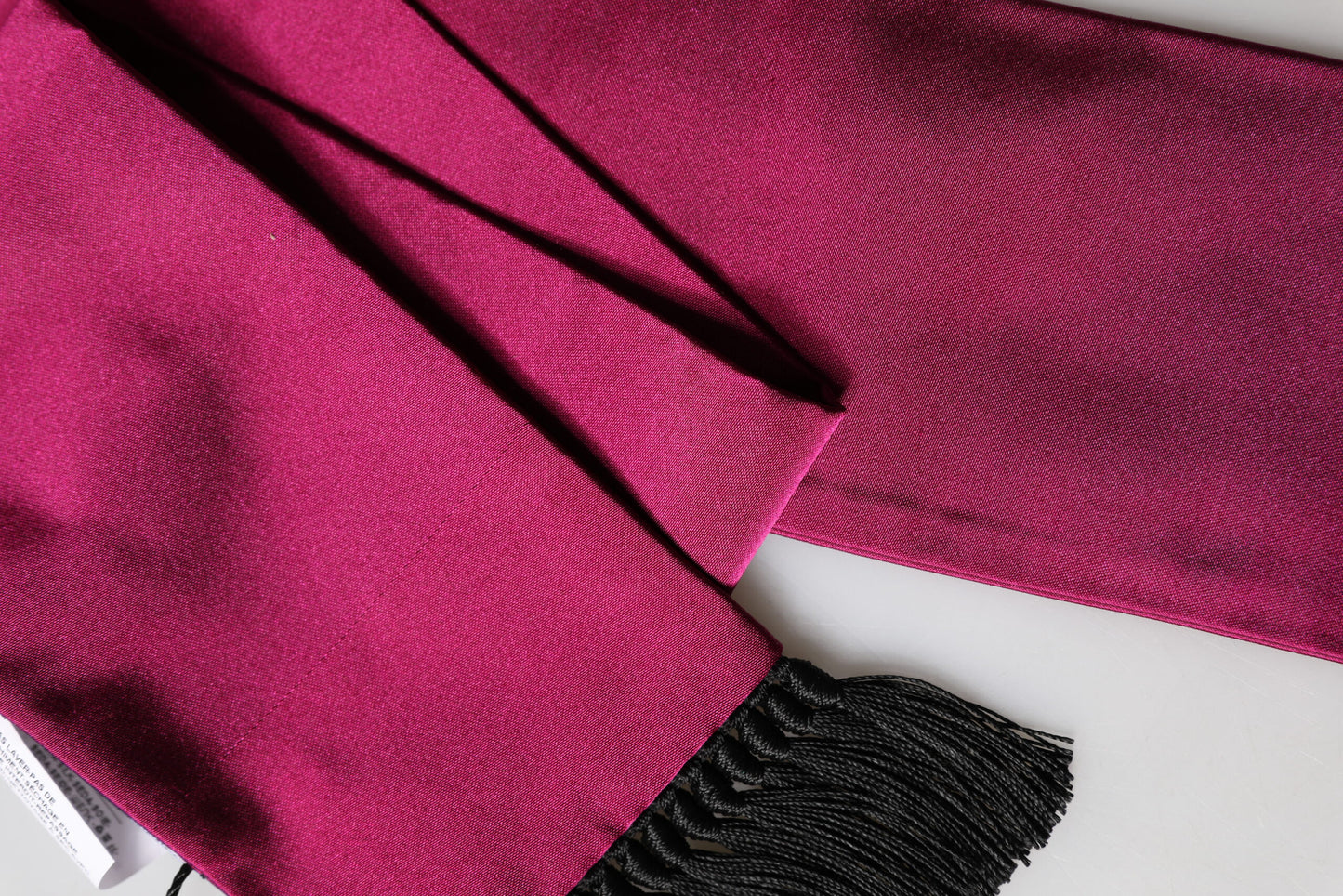 Burgundy Silk Fringe Neck Wrap Foulard 160.5cm x 8cm Scarf