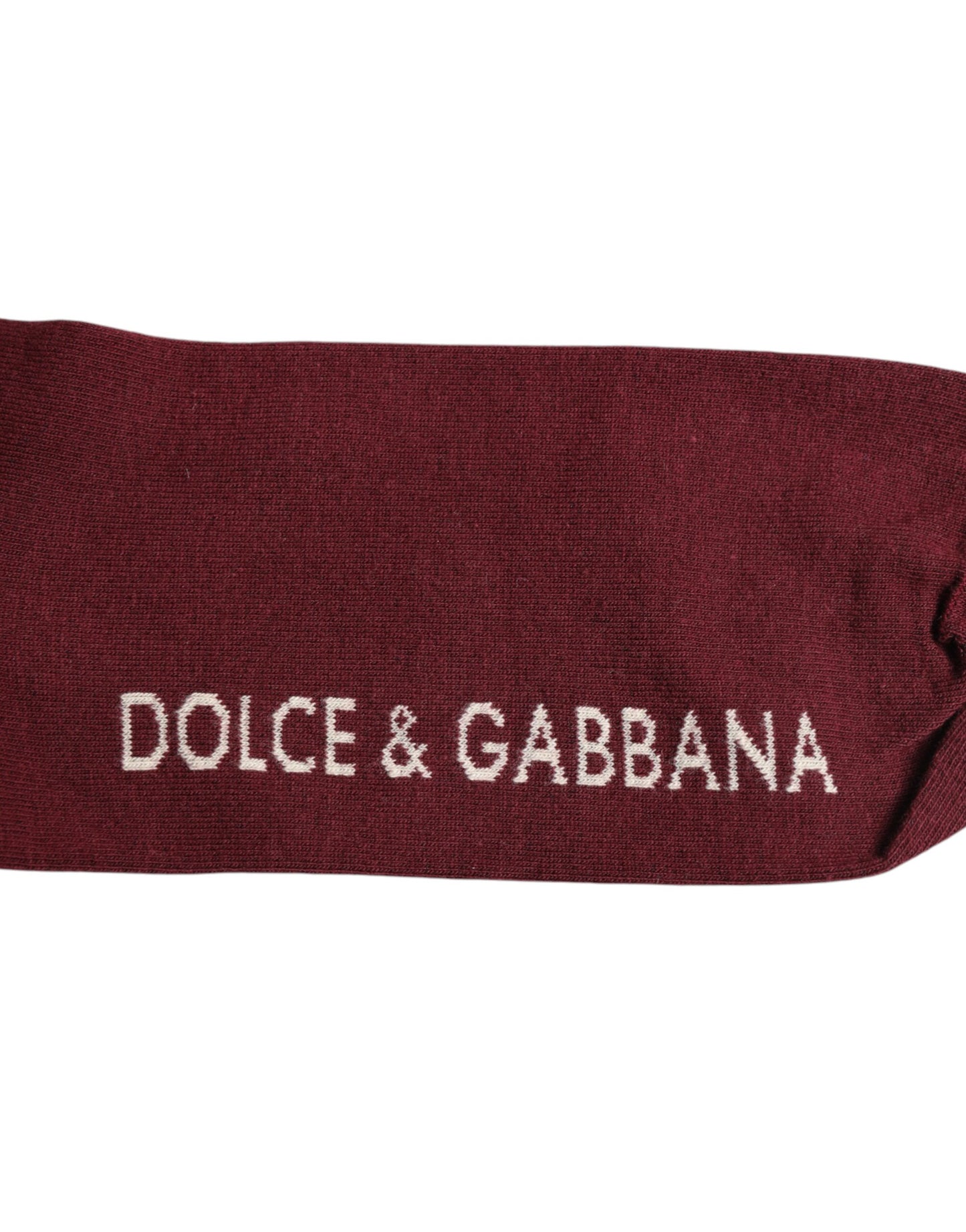 Burgundy Stretch Logo Print Mid Calf Socks-Dolce & Gabbana-LabelTerrace.com