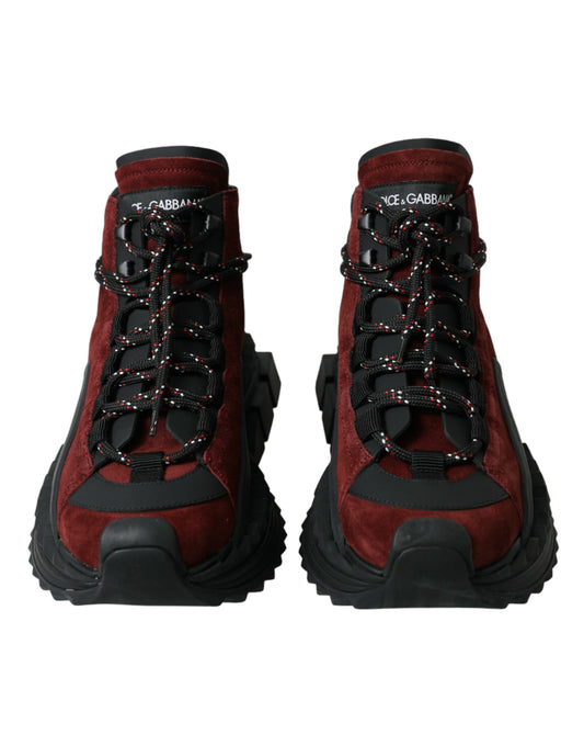 Burgundy Super King High Top Men Sneakers Shoes-Dolce & Gabbana-LabelTerrace.com