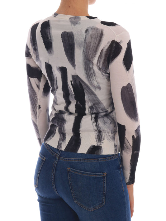 Cardigan Lightweight Silk Paint Stroke Sweater-Dolce & Gabbana-LabelTerrace.com