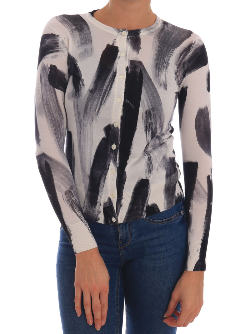 Cardigan Lightweight Silk Paint Stroke Sweater-Dolce & Gabbana-LabelTerrace.com