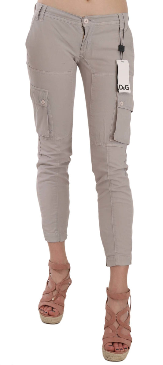 Casual Fitted Khaki Trousers Pants-Dolce & Gabbana-LabelTerrace.com