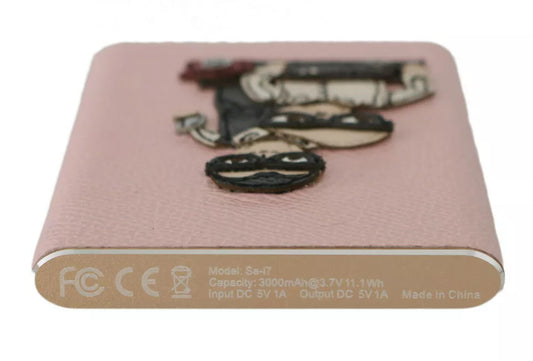 Charger USB Pink Leather #DGFAMILY Power Bank-Dolce & Gabbana-LabelTerrace.com