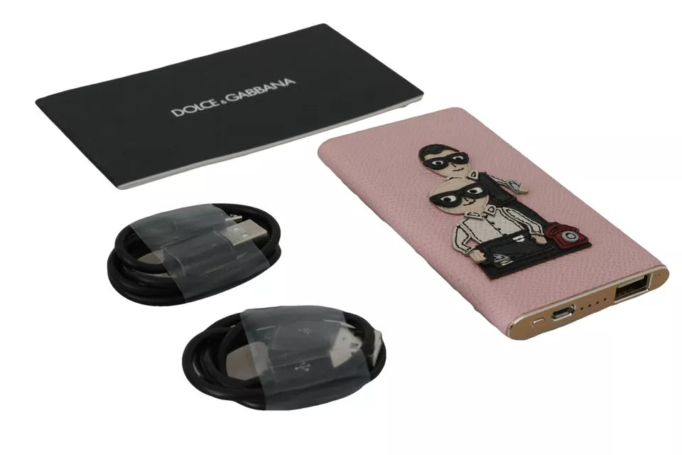 Charger USB Pink Leather #DGFAMILY Power Bank-Dolce & Gabbana-LabelTerrace.com