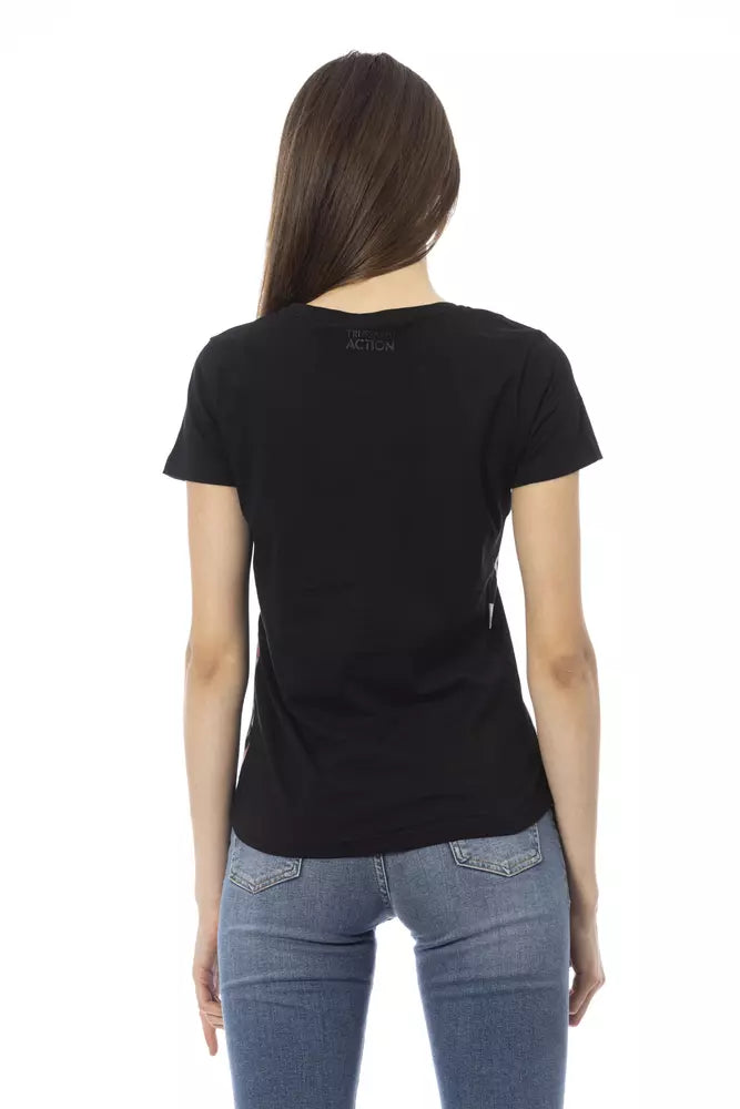 Chic Black Short Sleeve Round Neck Tee-Trussardi Action-LabelTerrace.com