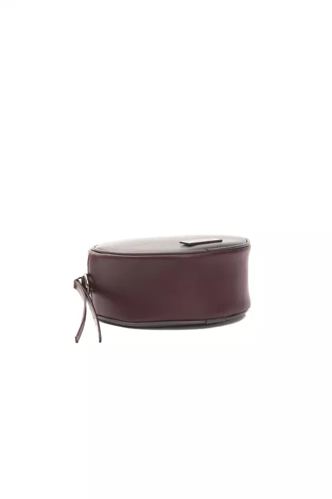 Chic Burgundy Small Oval Crossbody Bag-Pompei Donatella-LabelTerrace.com