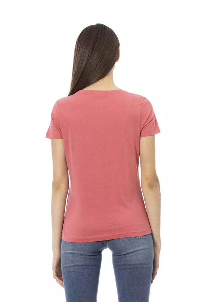 Chic Fuchsia Short Sleeve Fashion Tee-Trussardi Action-LabelTerrace.com