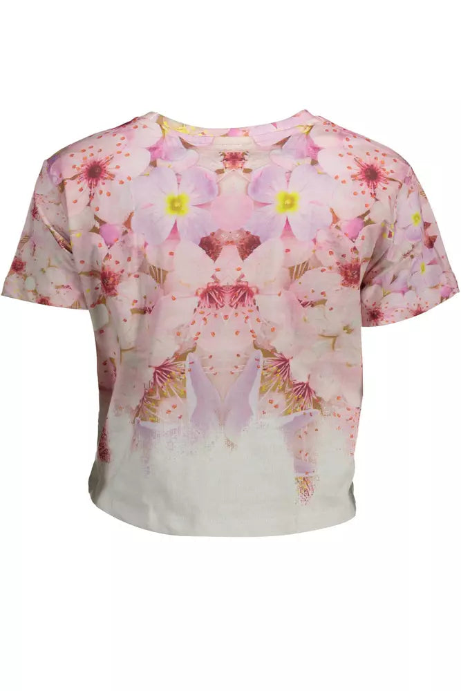 Chic Pink Embroidered Cotton Tee-Desigual-LabelTerrace.com