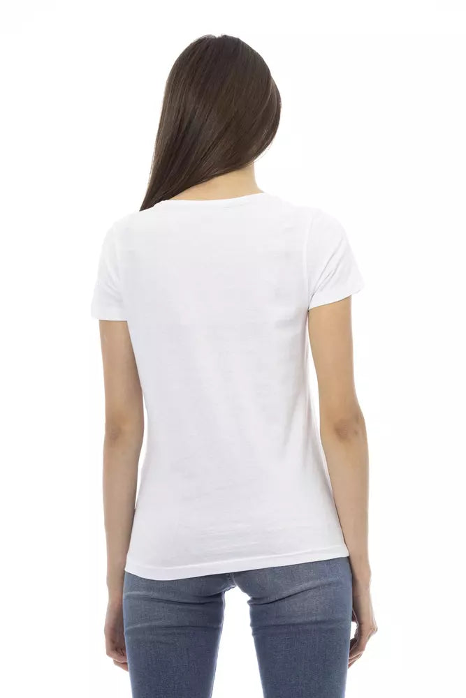 Chic White Printed Tee: Summer Wardrobe Essential-Trussardi Action-LabelTerrace.com