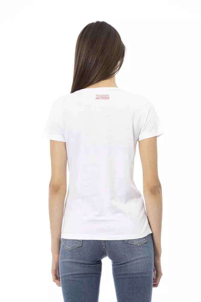 Chic White Tee with Graphic Flair-Trussardi Action-LabelTerrace.com