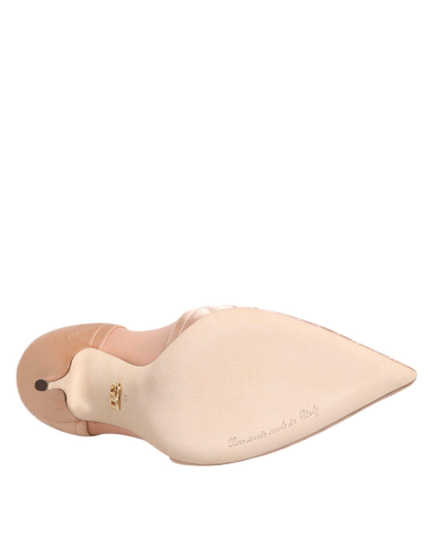 Cipria Nude Satin Mesh Stiletto Pumps Shoes-Dolce & Gabbana-LabelTerrace.com