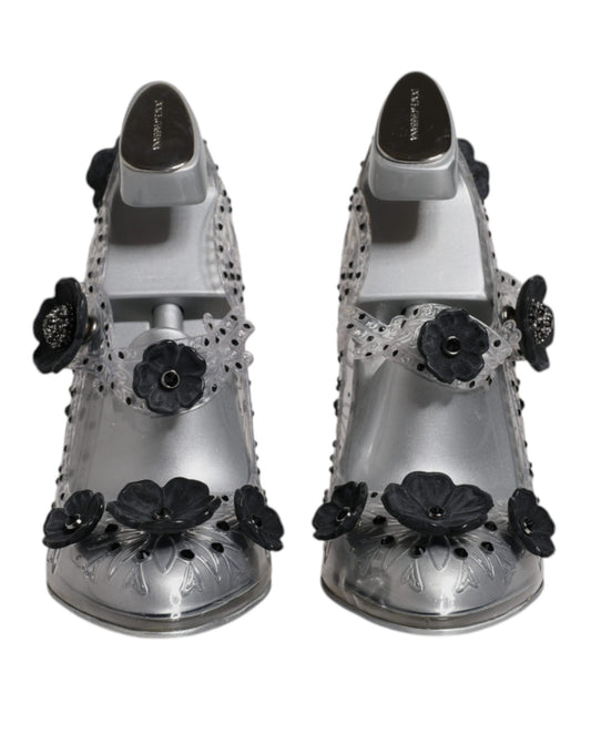 Clear Floral Crystal CINDERELLA Heels Shoes-Dolce & Gabbana-LabelTerrace.com