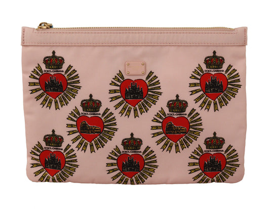 Clutch Pink D&G Logo Devotion Heart Toiletry Pouch Wallet-Dolce & Gabbana-LabelTerrace.com