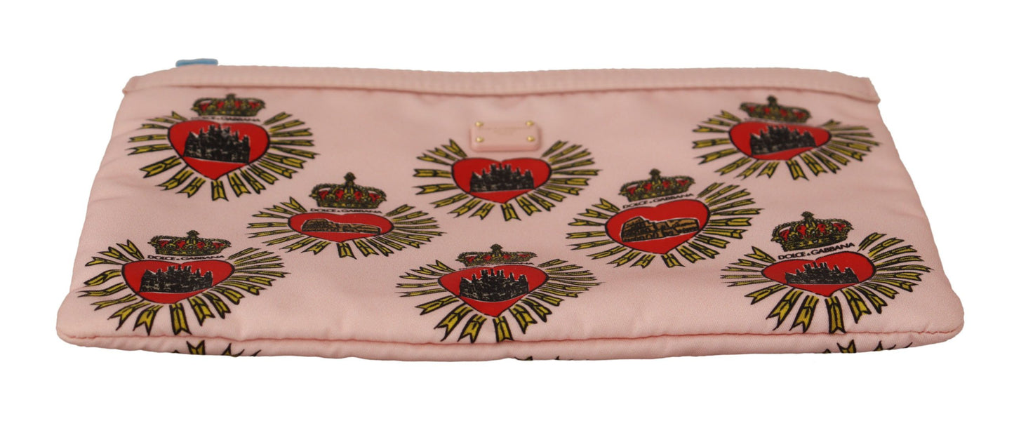 Clutch Pink D&G Logo Devotion Heart Toiletry Pouch Wallet-Dolce & Gabbana-LabelTerrace.com